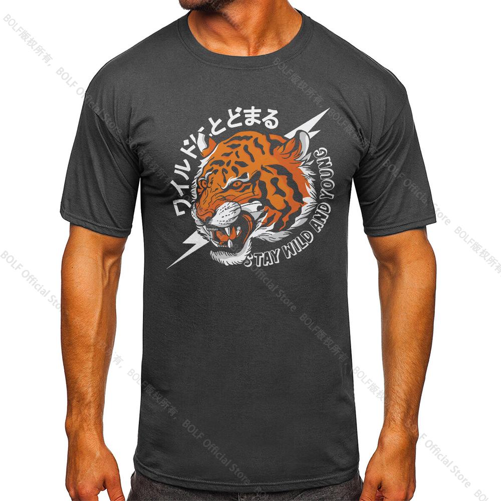 Men's Tiger Printed Vintage T-shirt Sport 100% Cotton Funny Tees for Men Women Sportswear Tops