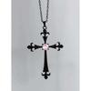 Gothic Baroque Black Cross Pendant Necklace