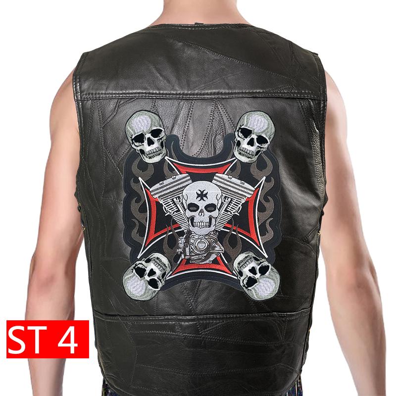 Drahtbindung Kombinationsetikett Amerikanische Super Coole Weste+Lederweste+Motorradschulter für Herren+Vierjahreszeiten-Fahrradclip+Klassisches gesticktes Abzeichen