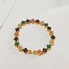 XF Multicolor Four-leaf Clover Bracelet Rainbow Tennis Bracelet Chic Alloy Bangle Luxurious Fashion Jewelry for Women