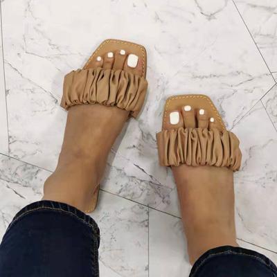 Nouvelles pantoufles d'extérieur pour femmes plates avec chaussures de plage pour femmes, chaussures d'été à bout carré de haute qualité, grande taille