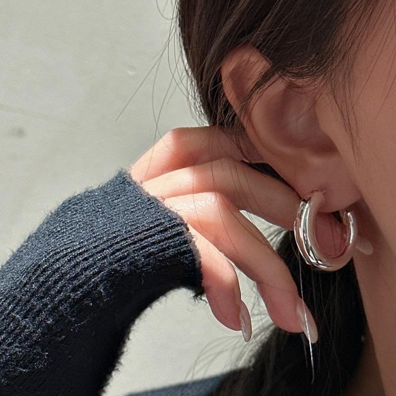 925 Sterling Silver Vintage Earrings For Women Simple Big Moon Shape Earring Jewelry Prevent Allergy Party Accessories Gift