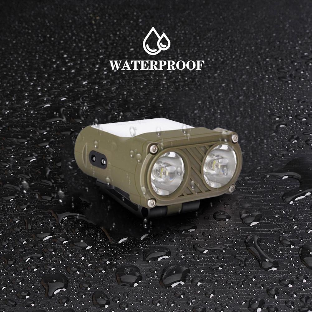 COB LED Mini Flashlight Waterproof 1200mAh Work Head Lamp Type-C Charging 5 Modes Adjustable Lighting Angle for Outdoor Running