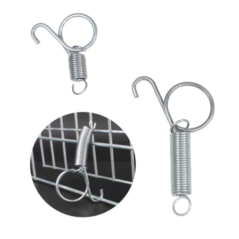 Cage Door Spring Hook 10Pcs Metal Spring Hooks Sturdy Tension Fixing Spring for Wire Rabbit/Bird/Hamster Cages S/L