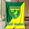 Norwich City Benutzerdefinierter Name Text Flanelldecke Fußball Logo Personalisierte Fleece-Kuscheldecke Besonderes Geschenk für Sofa Schlafzimmer Zuhause