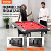 Billiards Table, 6.3 ft Pool Table, Portable Foldable Space-Saving Table, Billiard Table Set Includes Balls, Cues, Chalks and Brush, Black with Red