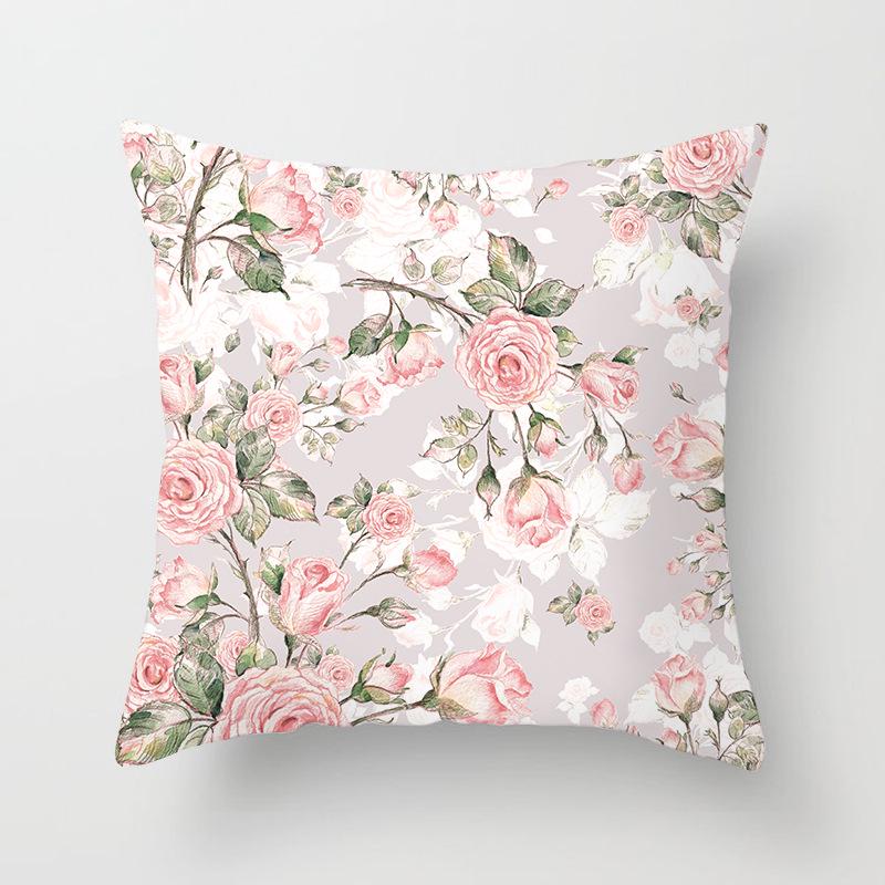 Ins Plant Flower Peach Skin Fleece Pillow Cover Sofa Car Pillow Cushion Cover Lunch Home Furnishing