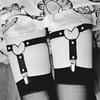 Punk Gothic Heart Leather Leg Harness with Garter Clips