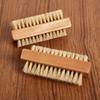 2Pcs Bamboo Handle Nail Cleaning Brush Double Sides Nail Gap Cleaning Tool  for Massage