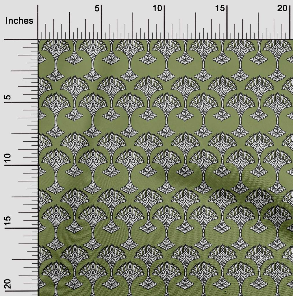 oneOone Cotton Flex Fabric Floral Block Printed Fabric 1 Yard 40 Inch Wide