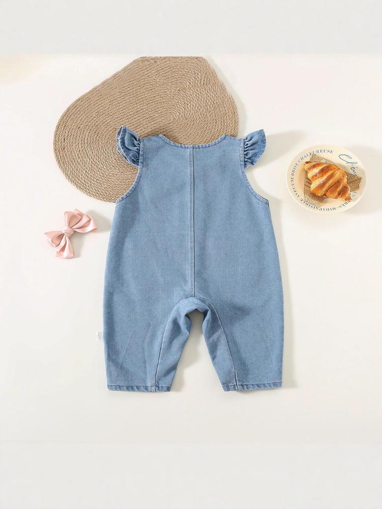Baby Girl Denim Overalls: Cute and Fashionable Spring & Autumn Romper Set for Infants