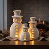 Holiday Table Decor Christmas Snowman Decorative Light, LED Light-up Hollow Figurine, Resin Sculpture Night Lamp for Party Tabletop Statue