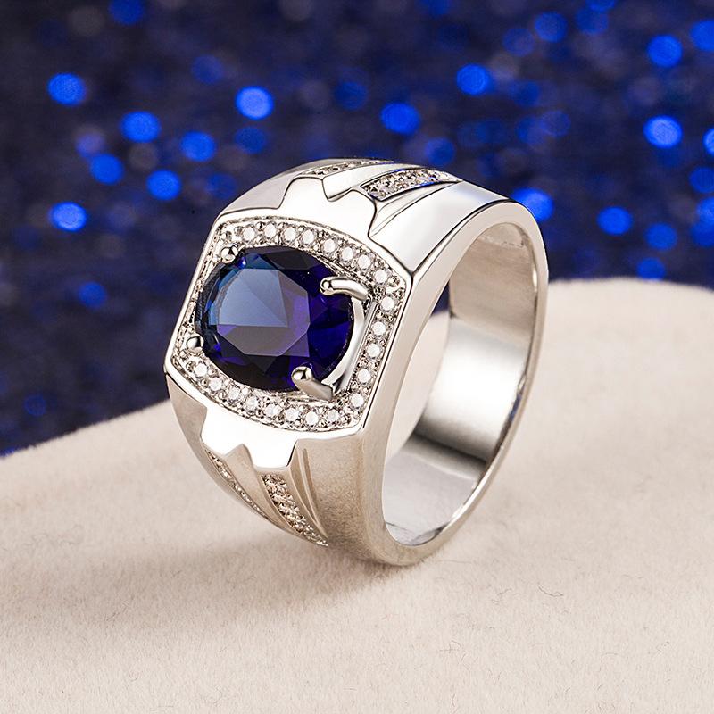 SACE GEMS Luxurious Copper Alloy Zircon Wedding Engagement Ring Men Jewelry Gift