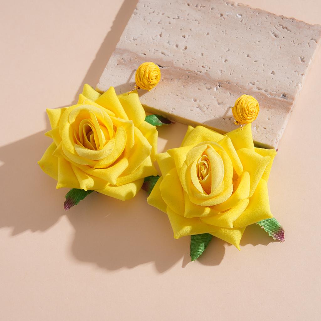 Steel needle raffia fabric flower earrings fresh vacation style stud earrings personalized high-grade earrings