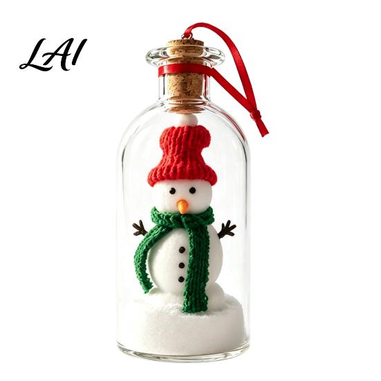 Glass Snow Decoration Recordable Christmas Message in A Bottle Voice Recording Holiday Keepsake with Exchange Gift Ideas Playback Cork Snowy