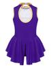 Girls Flag Raiser Performance Costume: Round Neck Cutout Back Sleeveless Leotard & Matching Feather Hat for Cosplay Dress Up