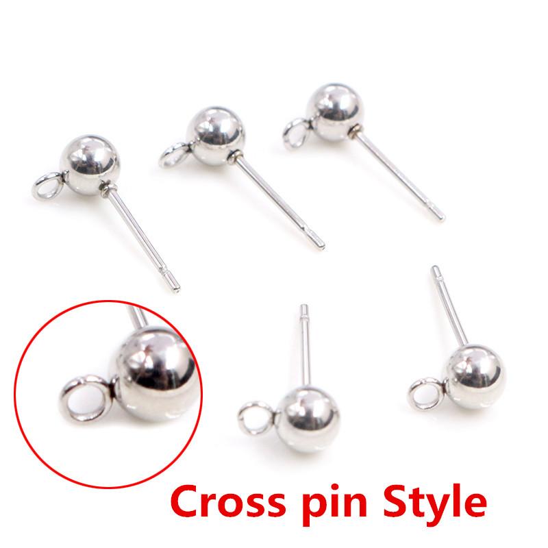 30pcs 3/4/5/6mm 316 Stainless Steel Gold Pin Findings Stud Earring Basic Pins Stoppers Connector For DIY Jewelry Making Supplies