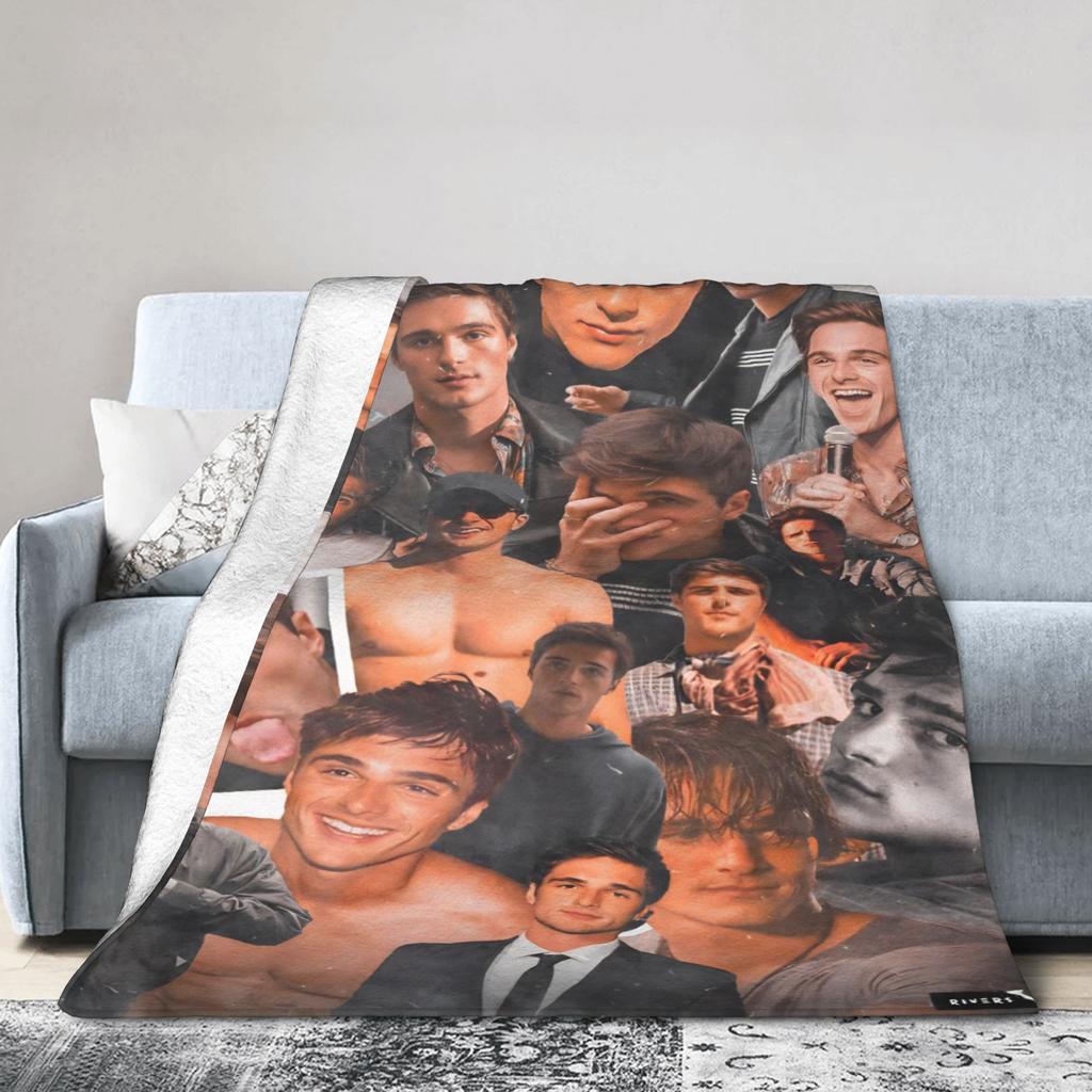 Jacob Elordi Actor Photo Collage Blankets Travel Office Flannel Throw Blanket For Outdoor Warm Soft Quality Bedspread Gift Idea
