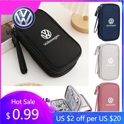 2026 Heiß Für Volkswagen VW Auto Aufbewahrungstasche Kopfhörer USB-Datenkabel Reise-Organizer Für Volkswagen VW Polo Jetta Sagitar Magotan