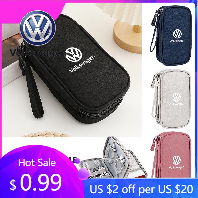 2026 Hot For Volkswagen VW Car Storage Bag Earphone USB Data Cable Travel Organizer For Volkswagen VW Polo Jetta Sagitar Magotan