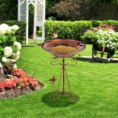 Bird Bath Feeder Bowl SPA Birdfeeder Iron Outdoor Freestanding Birdbaths