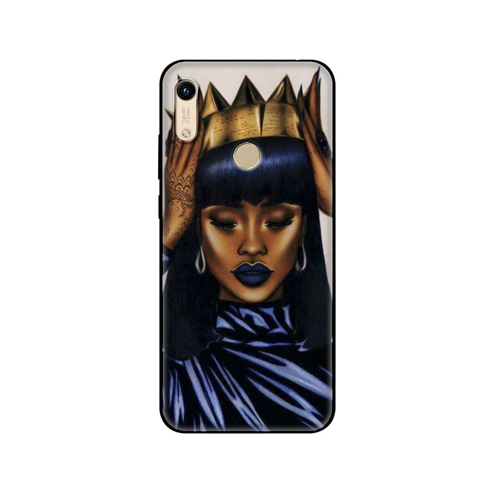 Black tpu Case For Huawei Honor 8a Prime 8s Prime 9 Lite honor 9A 9C 9X Premium 9x Pro 9S  African Beauty Afro Puffs Black Girl