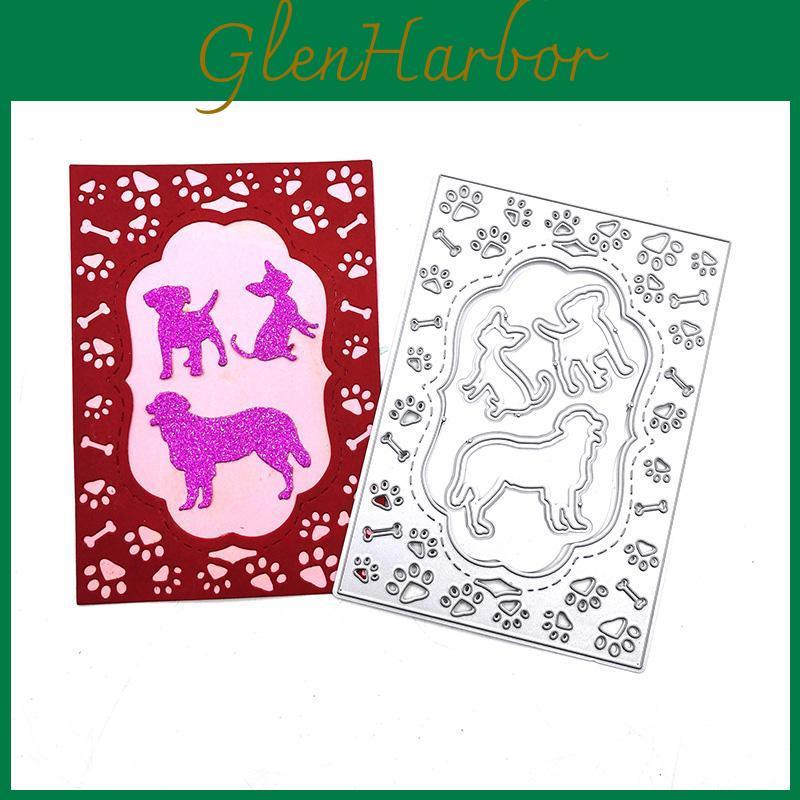 Three Dogs Greeting Art Card Background Scrapbooking Metal Cutting Dies Stencils For Diy Album Paper Card Decor