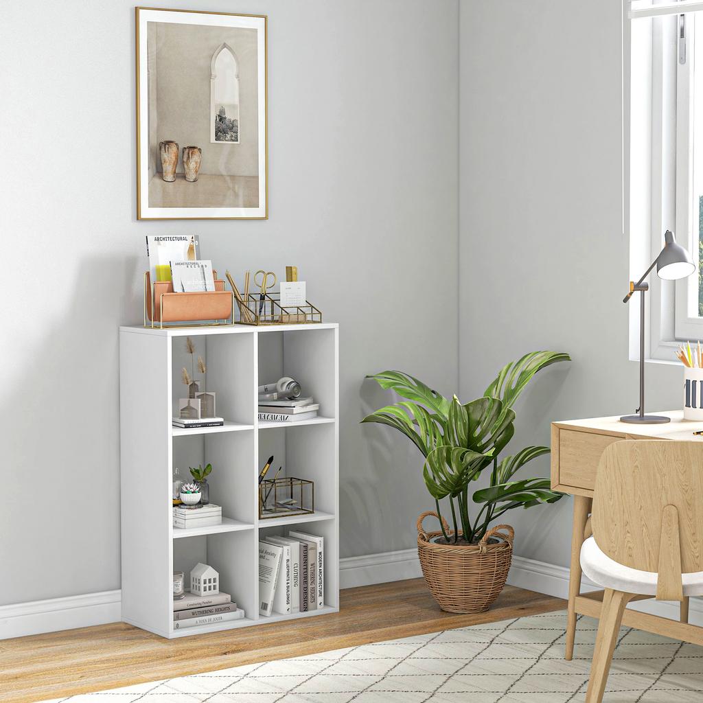 6 Cube Bookshelf White