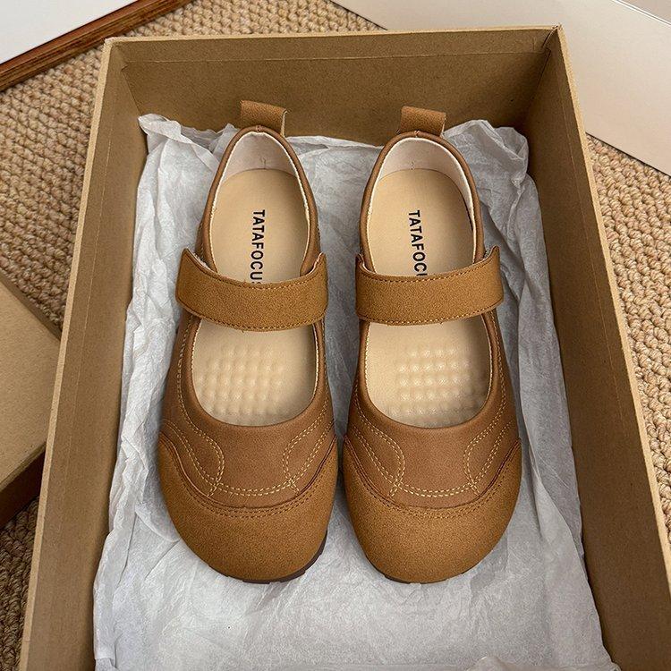 Mary Jane Flat Shoes For Women Summer Pu Slipon Ballet Flat With Padded Sole