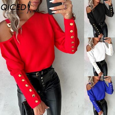 Women's Fashion Casual Solid Color Print Long Sleeve  Blouses & Shirts
