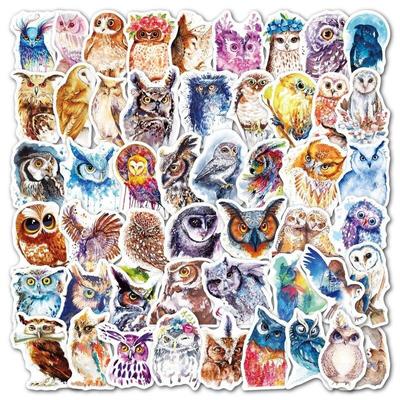 Akwarela naklejki ze zwierzętami Kawaii kot jeleń sowa wodoodporna naklejka wielokrotnego użytku butelka do samodzielnego wykonania Laptop dekoracja telefonu komórkowego