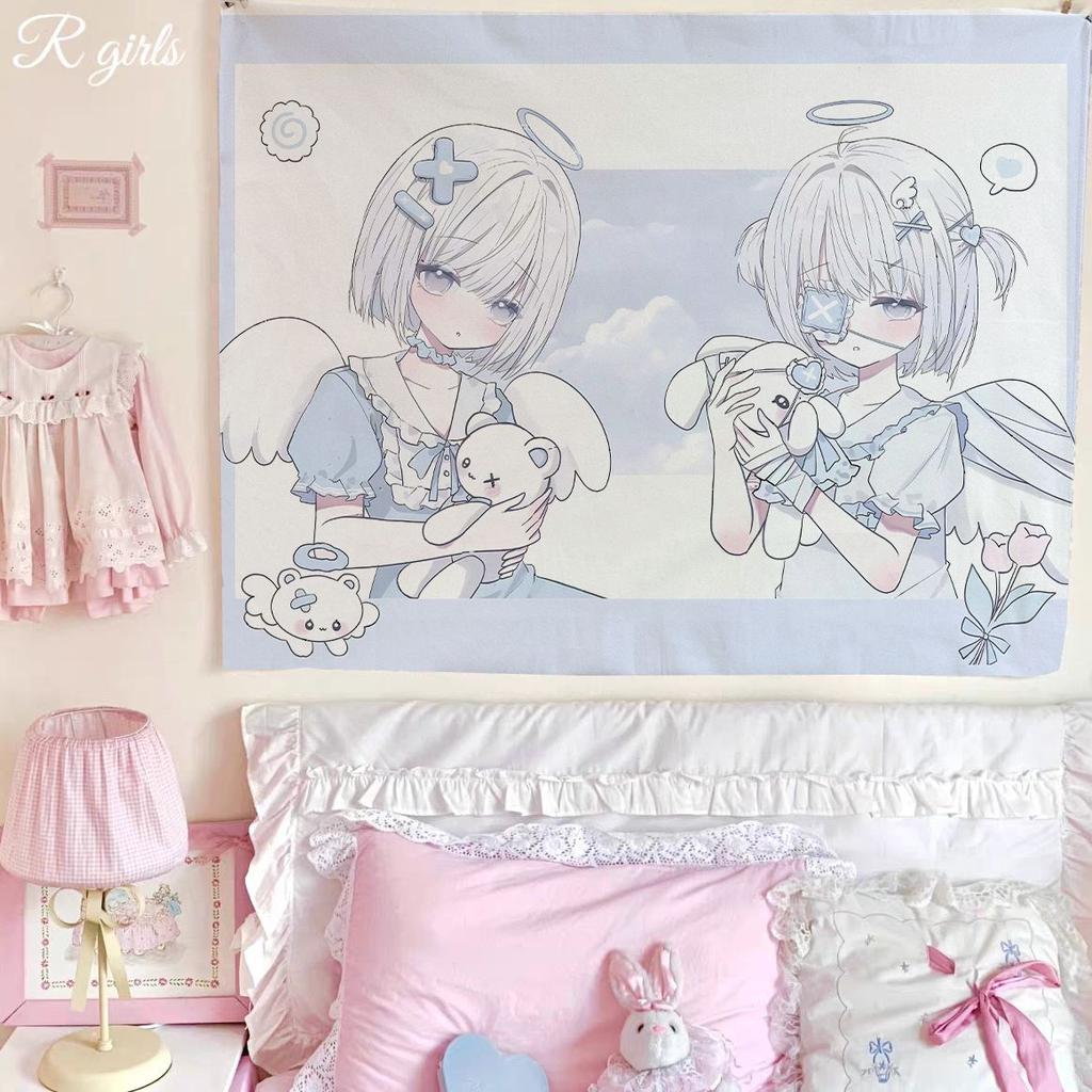 Girly heart background cloth dormitory bedroom background hanging cloth cute room wall decoration cloth bedroom tapestry