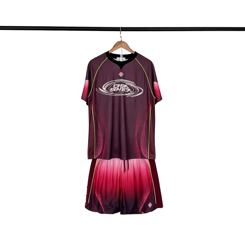 Marque tendance casablanca casa t-shirt de sport à manches courtes dégradé hommes et femmes shorts high street costume décontracté