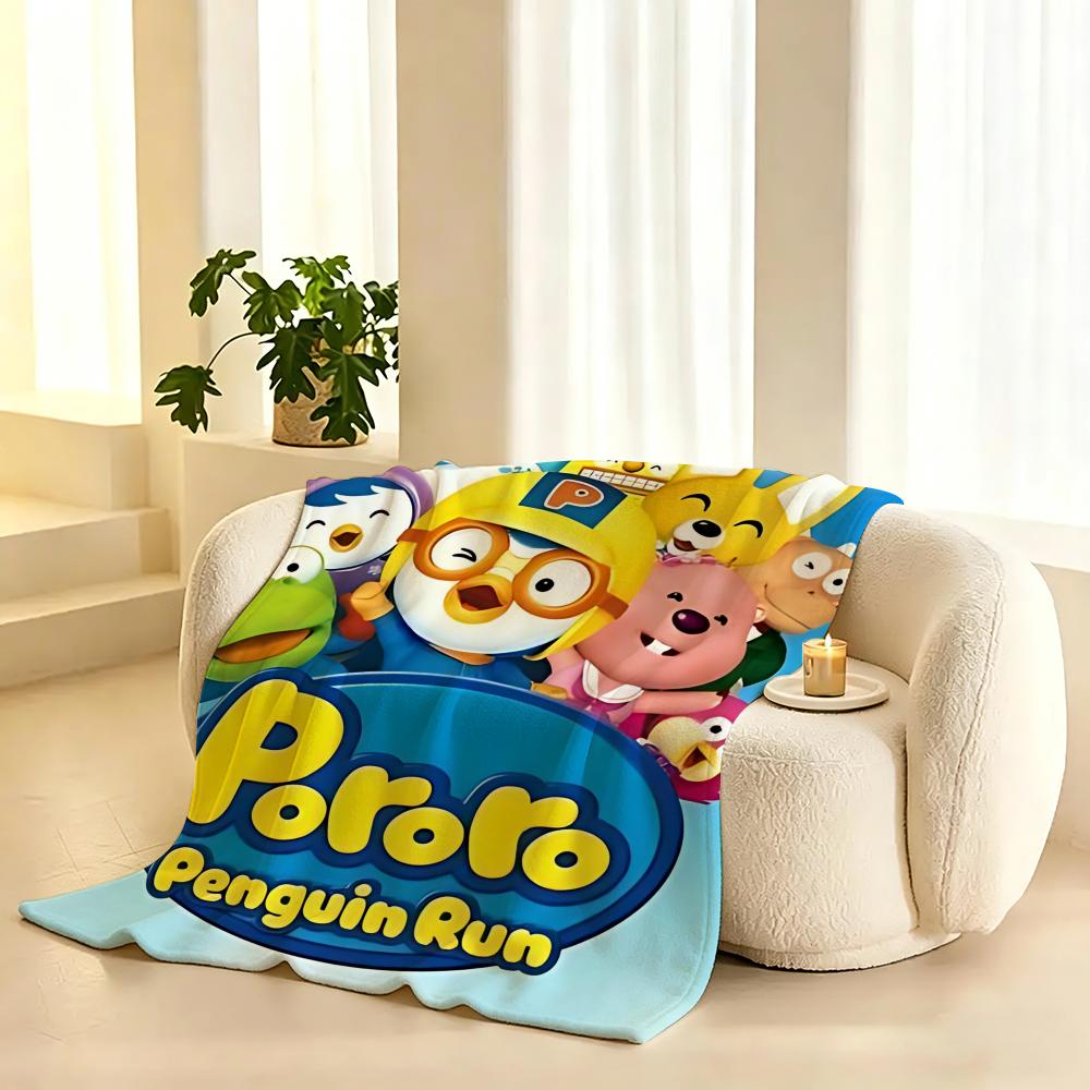 Pororo the Little Penguin Cartoon Throw 240g Flannel Blanket, Suitable for Sofas, Beds, Offices, Exquisite Gift Blankets