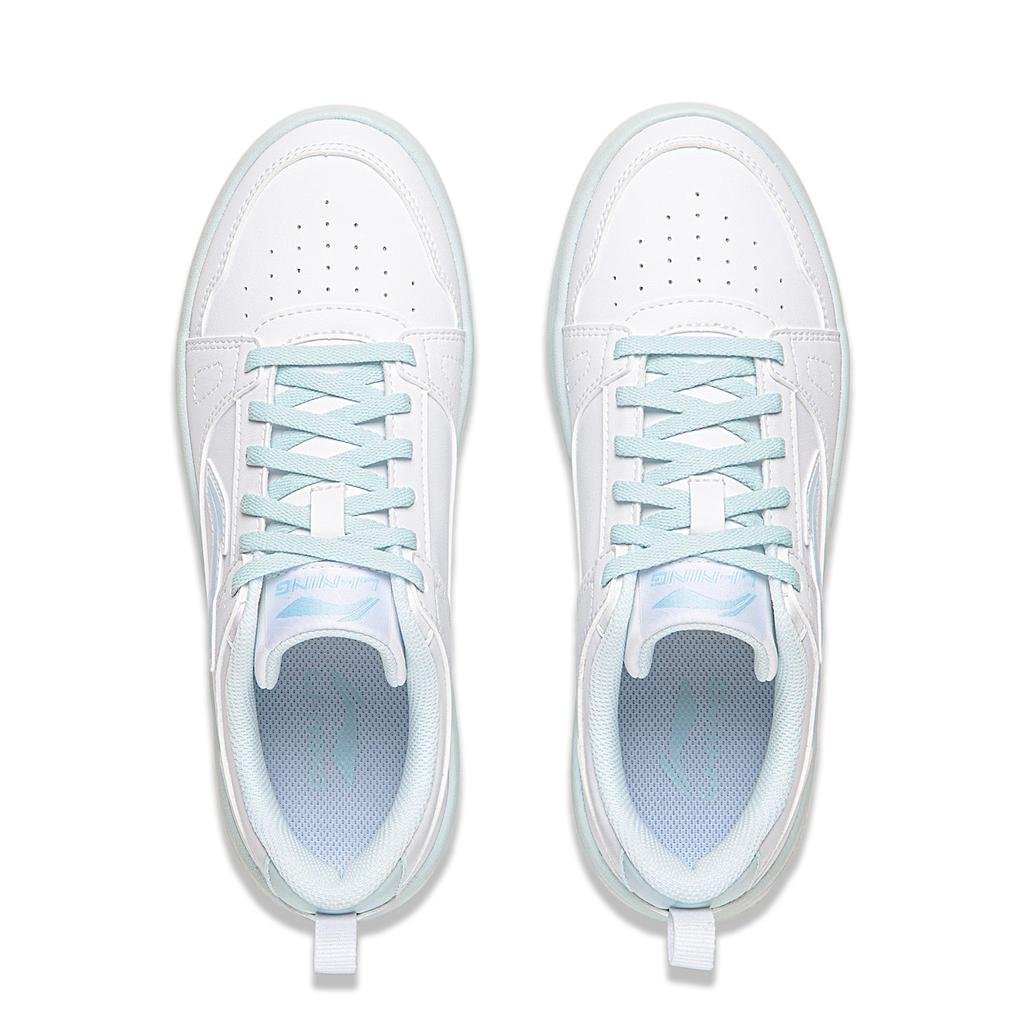 Li Ning Sunny Sky Summer Classic Color Block Fresh Versatile Casual Durable Breathable Low Top Skate Shoes Kids sneaker White Blue AGCW492-4