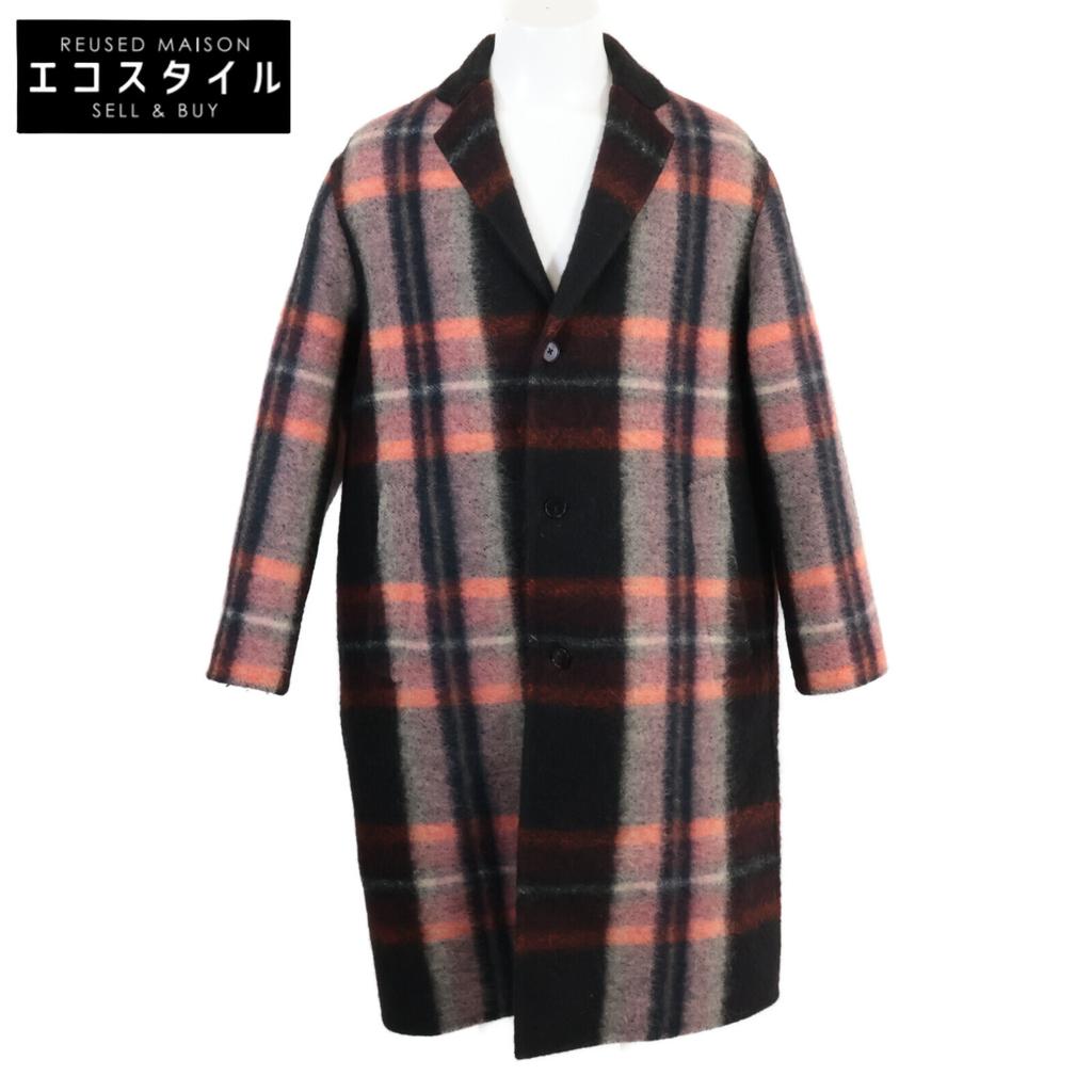 Jil Sander Excellent Condition 21AW JSMT120309 Checkered Chesterfield Coat Coat 46 Black X orangeUsed