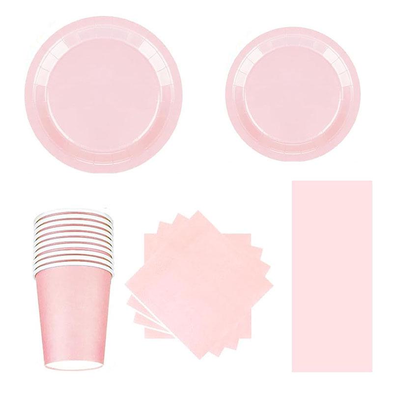 Pink Birthday Party Supplies: Disposable Plates, Cups, Napkins & Tablecloth