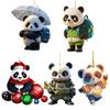 Panda Christmas Ornament 2D Acrylic Cartoon Panda Christmas Tree Hanging Ornament Cute Car Interior Accessories for Car Rear View Mirror Xmas