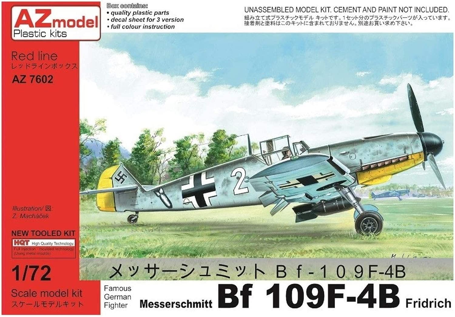 

AZ Model German Air Force Ground Attack Aircraft Plastic Model AZM7602 1/72 Bf109F-4B
