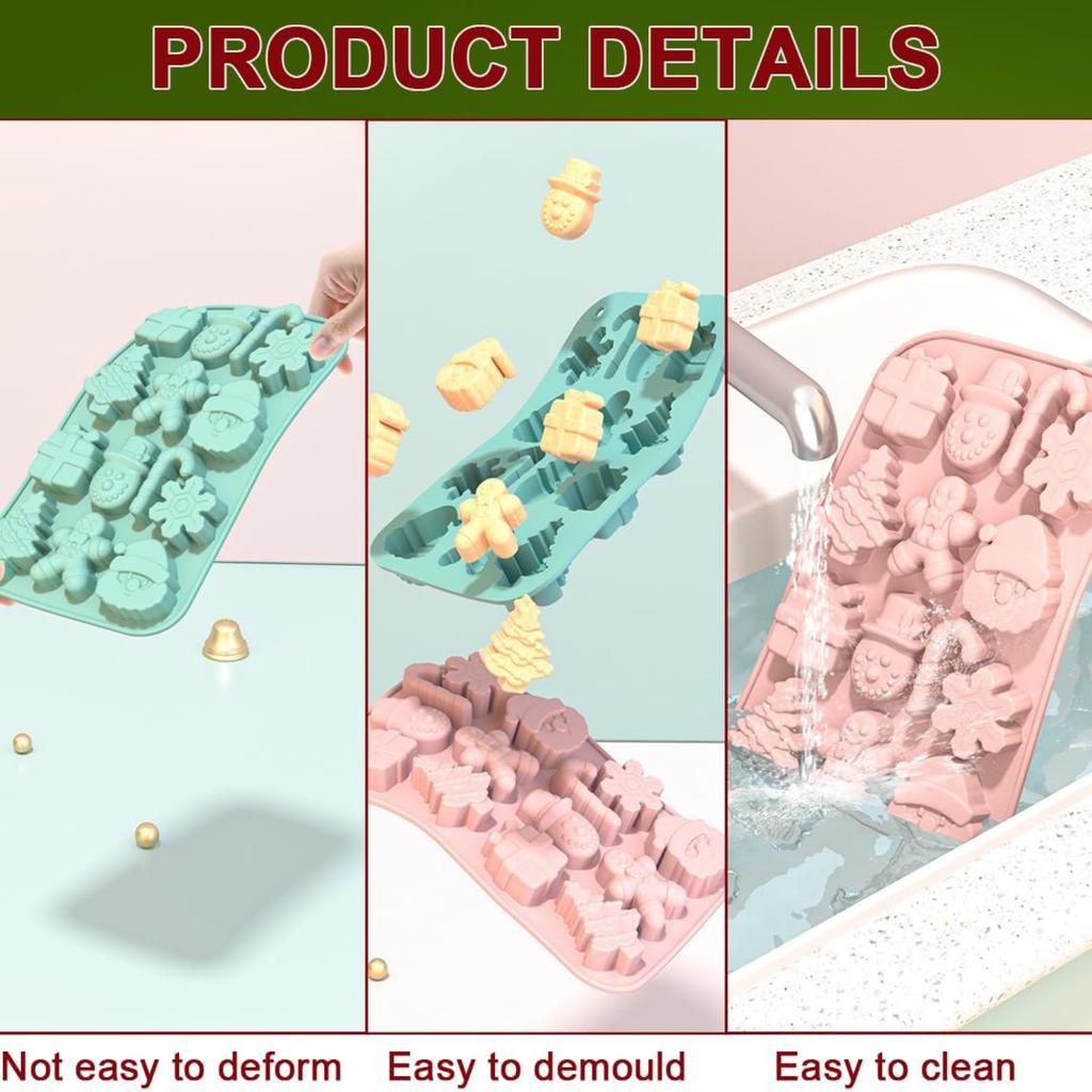 Christmas modeling silicone mold Christmas tree snowman Santa Claus candy chocolate cake baking candy jelly soap mold color 3PC