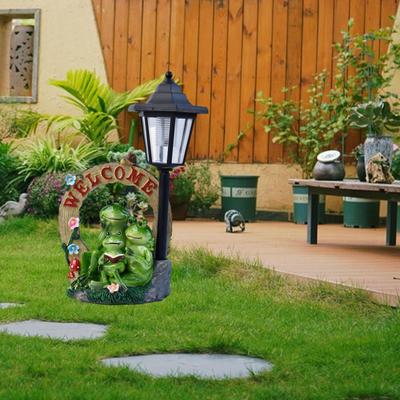 Solarleuchte Frosch Statue Laterne Figur Skulptur Beleuchtung für Balkon Innen Außen Veranda