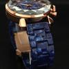 Salvatore Marra Men's Blue Watch with Faceted Glass, Chronograph, and Acetate Strap, SM19104A-PGBL