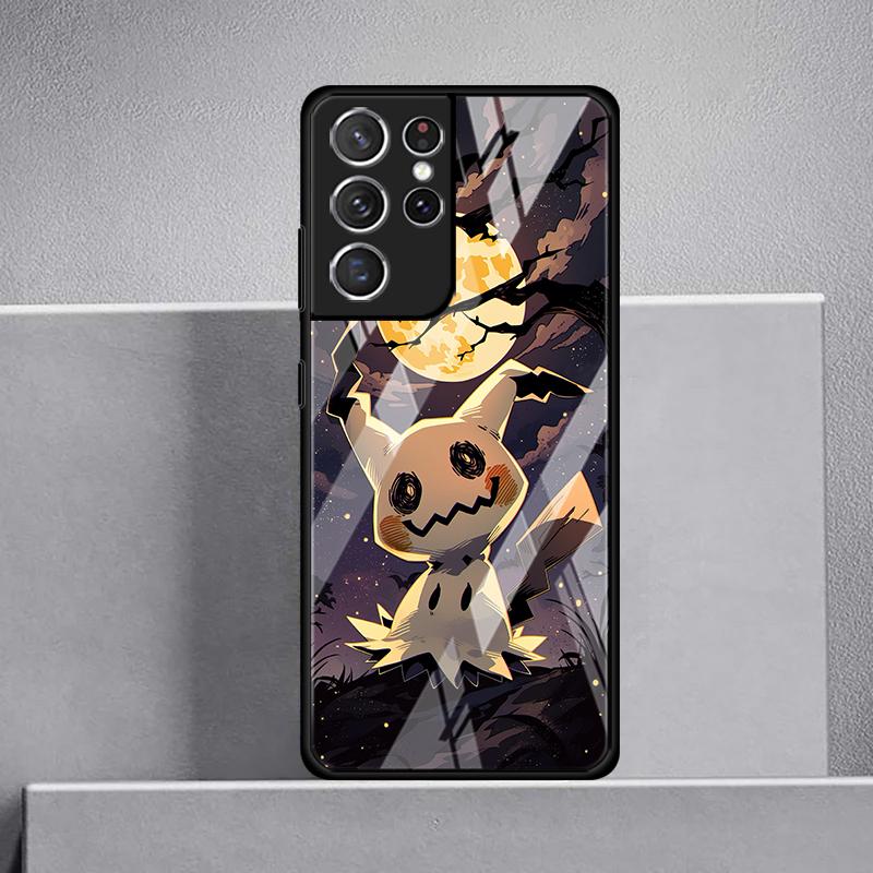 Luxury Phone Cover Glass Case for Samsung Galaxy S26 S25 Ultra S23 Plus S23+ S24+ S22 S24 S25+ S20 FE S21 Funny Pokemon Mimikyu