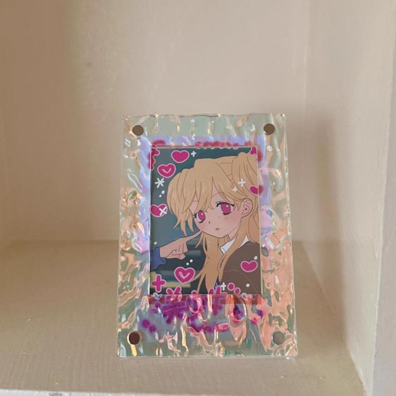 Crystal Ripple Acrylic Photo Frame Colorful Photocard Frame for 3 Inch Polaroid Kpop Card Standing Display Cute Girls Room Decor