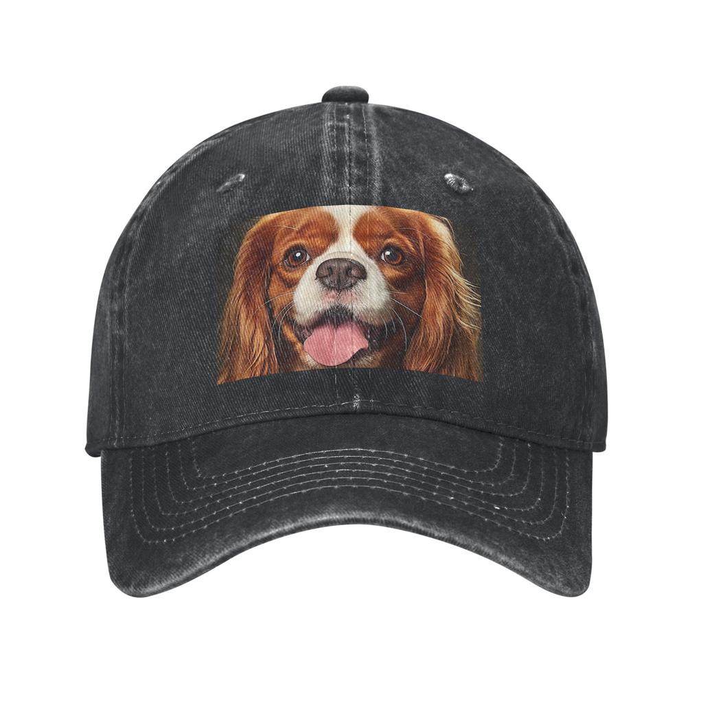 Cavalier King Charles Spaniel Gewaschene Jeans-Kappe Lässige Baseballkappen Verstellbarer Hut Sommer Unisex Baseballkappen