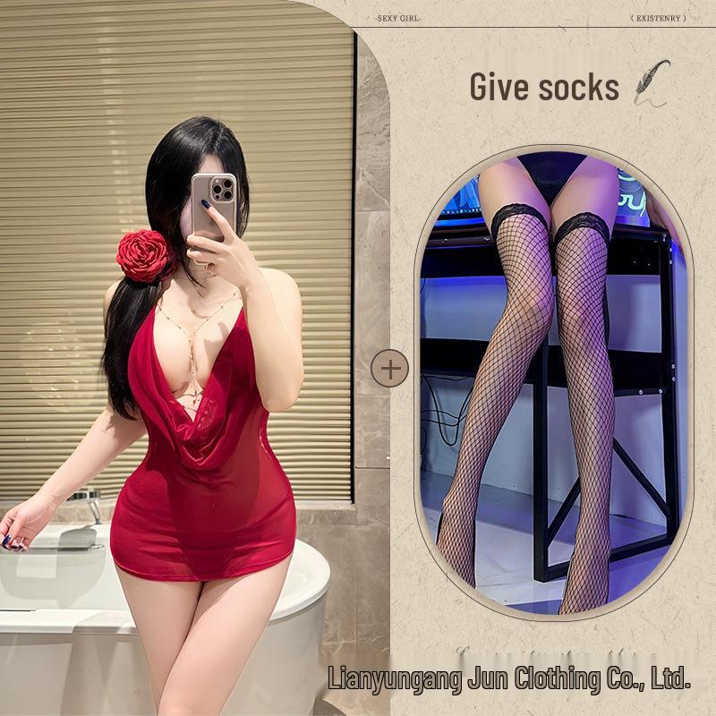 Tempting Sheer Desire Lingerie Set: Flirty Quick-Release Sleepwear