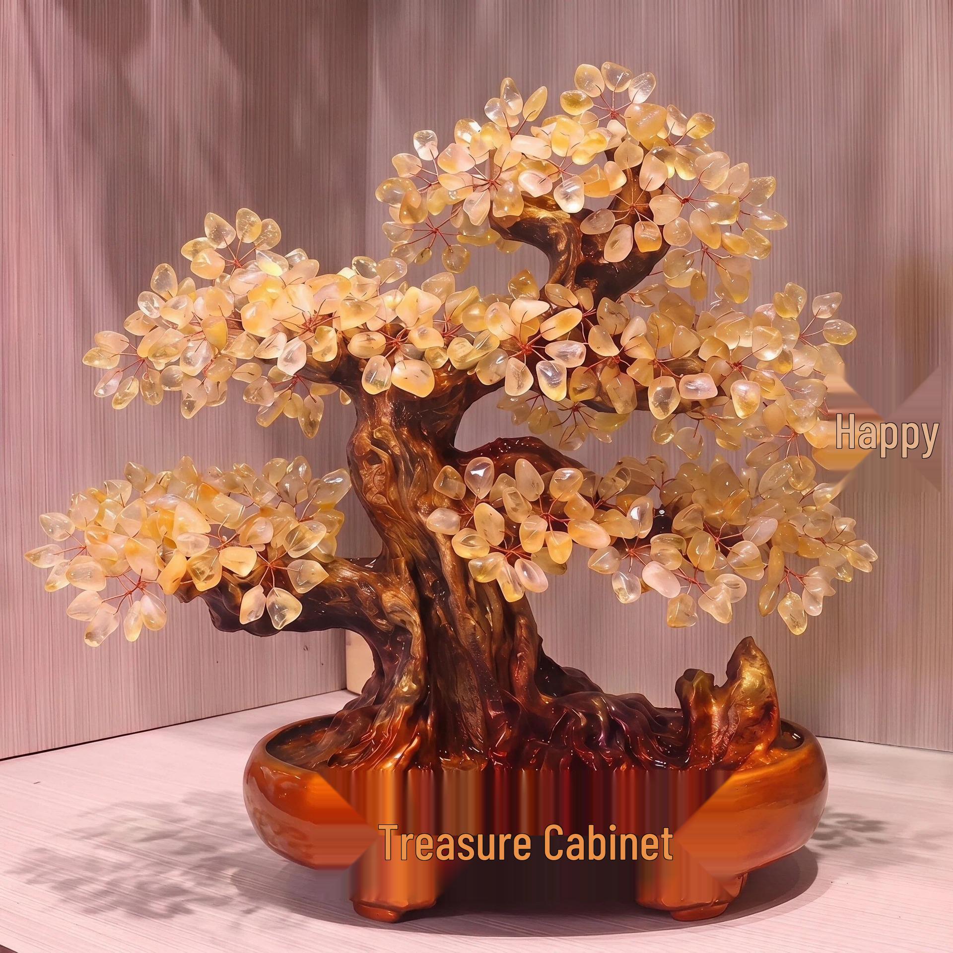 Large Citrine Treasure Basin Wealth Tree