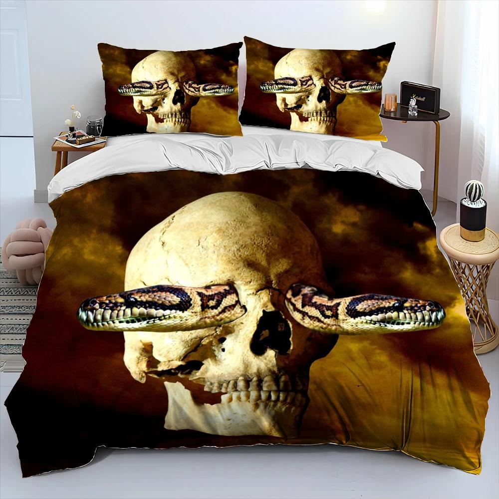 Snake Duvet Cover Set Serpent Comforter Bedding with 2 Pillowcases Comfortable and Breathable Scary Animals Style Quilt Covers
