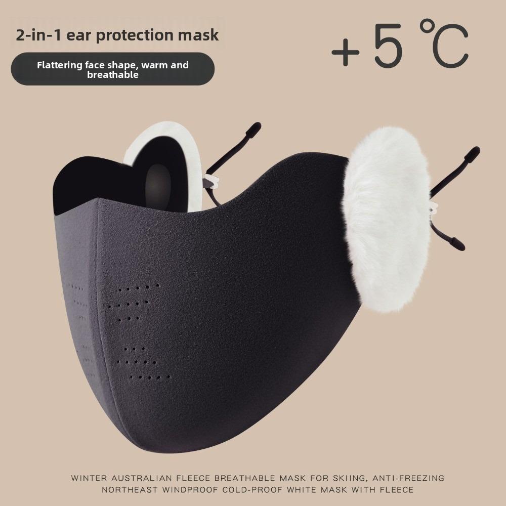 New With Earmuffs Warm Mask Washable Breathable Face Veil Dustproof Face Mask Women серый