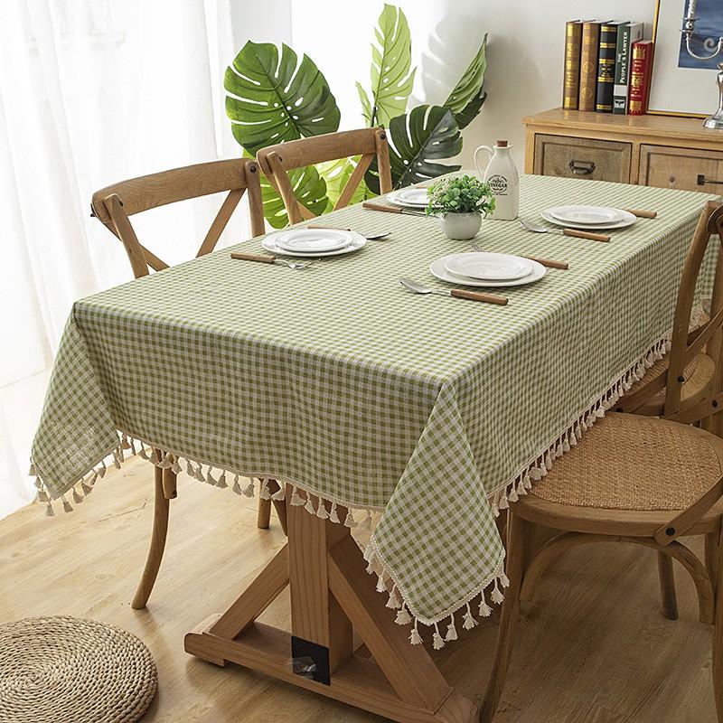 Modern Simple Tablecloth Cotton Lattice Tassel Home Dining Table Coffee Cover